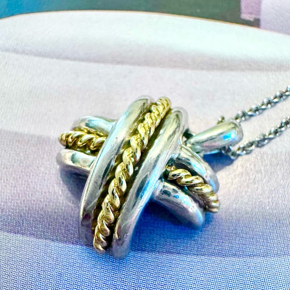 Tiffany Necklace 18k real Gold  and Silver Necklace - Picture 8 of 8